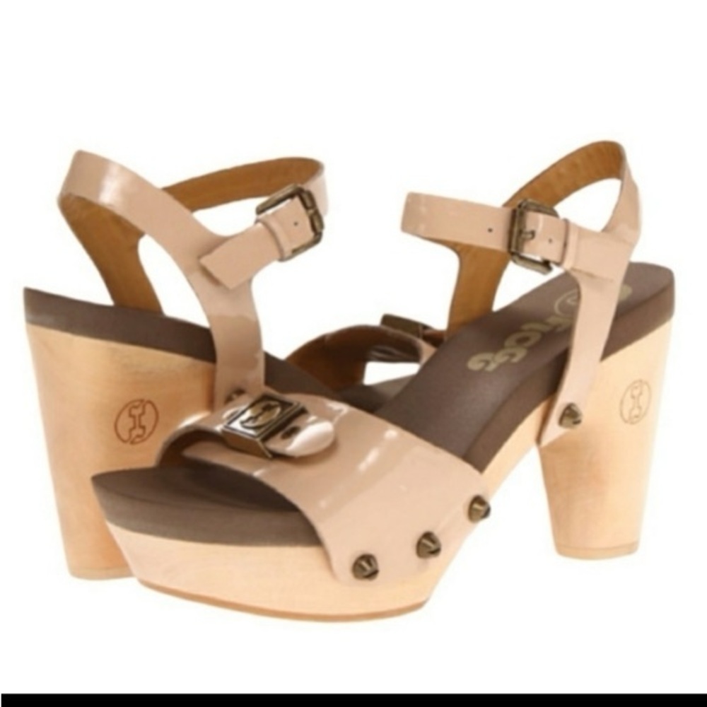 Flogg Fantastic Nude Leather Ankle Strap Platform Sandal